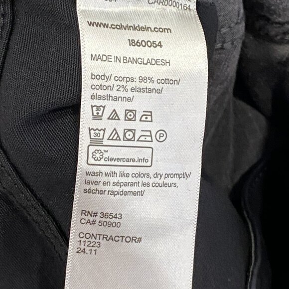 Calvin Klein Chino Pants Mens 38 x 30 Black Slim Fit Straight Flex Waist Cotton - Picture 12 of 13
